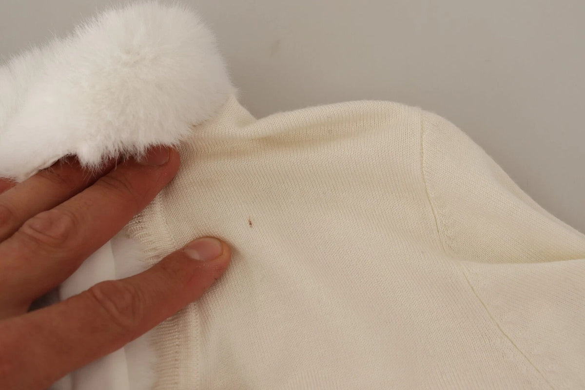 Liu Jo Blouse Longues en Viscose Blanc avec Fourrure Shearling