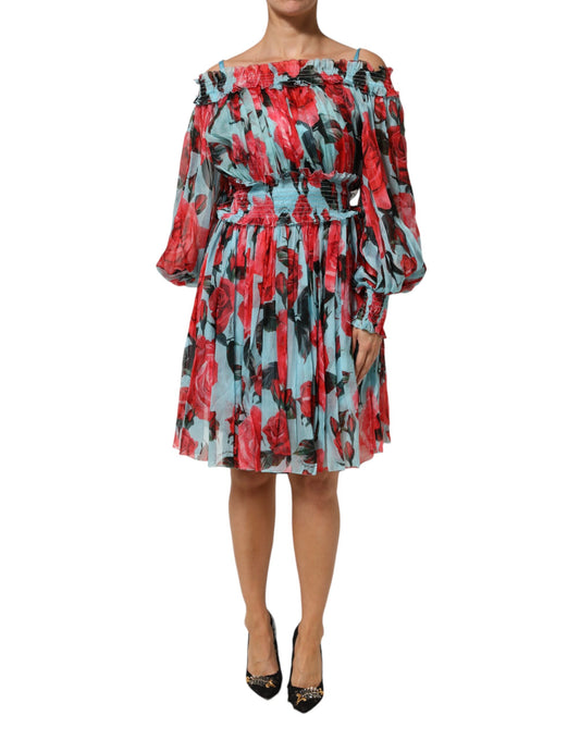 Dolce &amp; Gabbana Romantische bloemenprint jurk van chiffon in zijde, in meerdere kleuren.