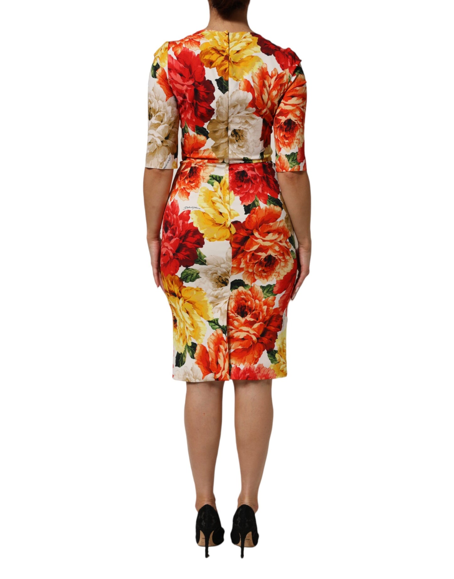 Robe fourreau en viscose à imprimé floral multicolore de Dolce &amp; Gabbana