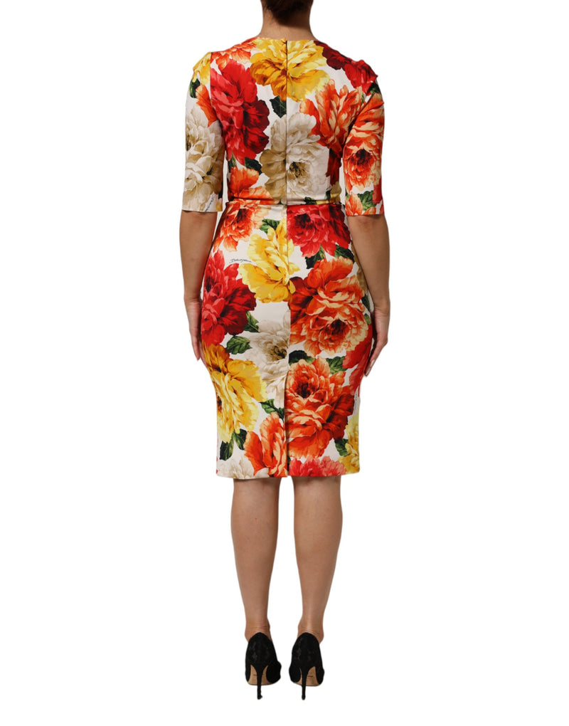 Robe fourreau en viscose imprimée florale multicolore Dolce & Gabbana