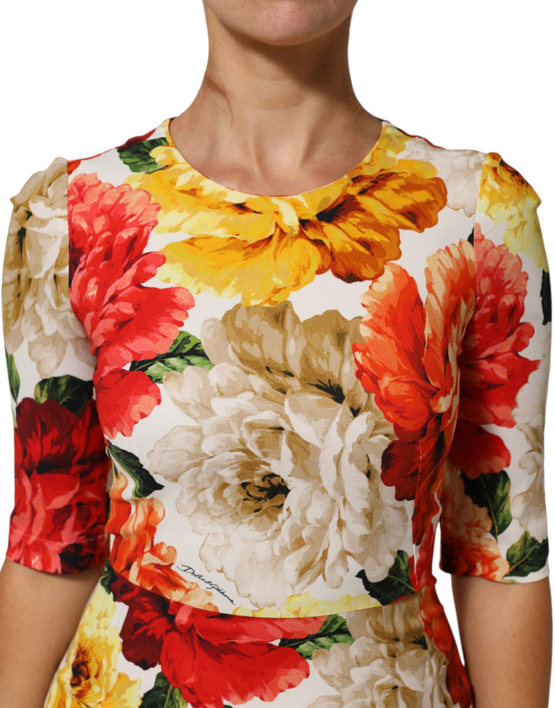 Robe fourreau en viscose imprimée florale multicolore Dolce & Gabbana