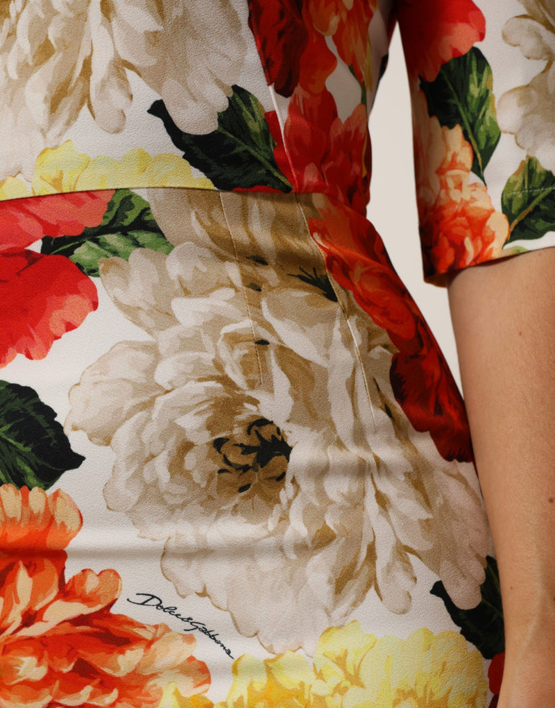 Robe fourreau en viscose imprimée florale multicolore Dolce & Gabbana