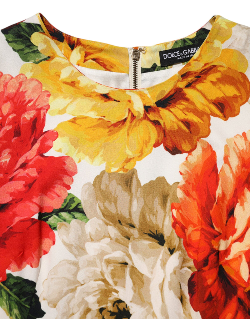 Robe fourreau en viscose imprimée florale multicolore Dolce & Gabbana