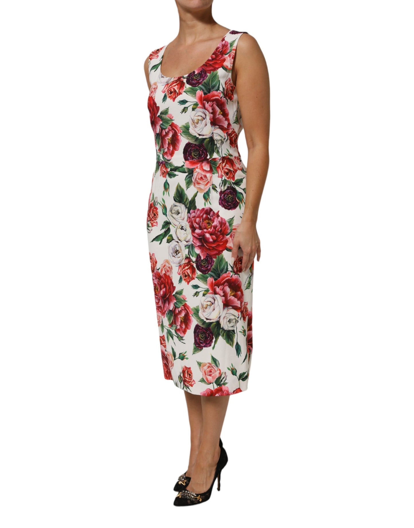 Robe fourreau en viscose à imprimé floral multicolore de Dolce &amp; Gabbana