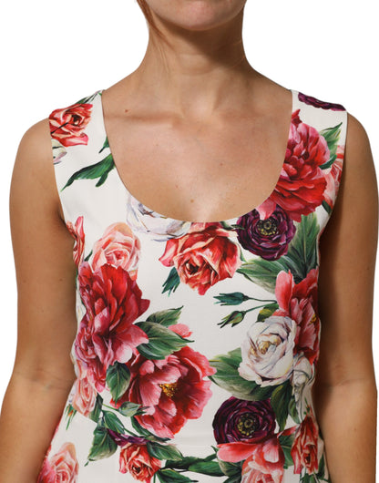 Robe fourreau en viscose à imprimé floral multicolore de Dolce &amp; Gabbana