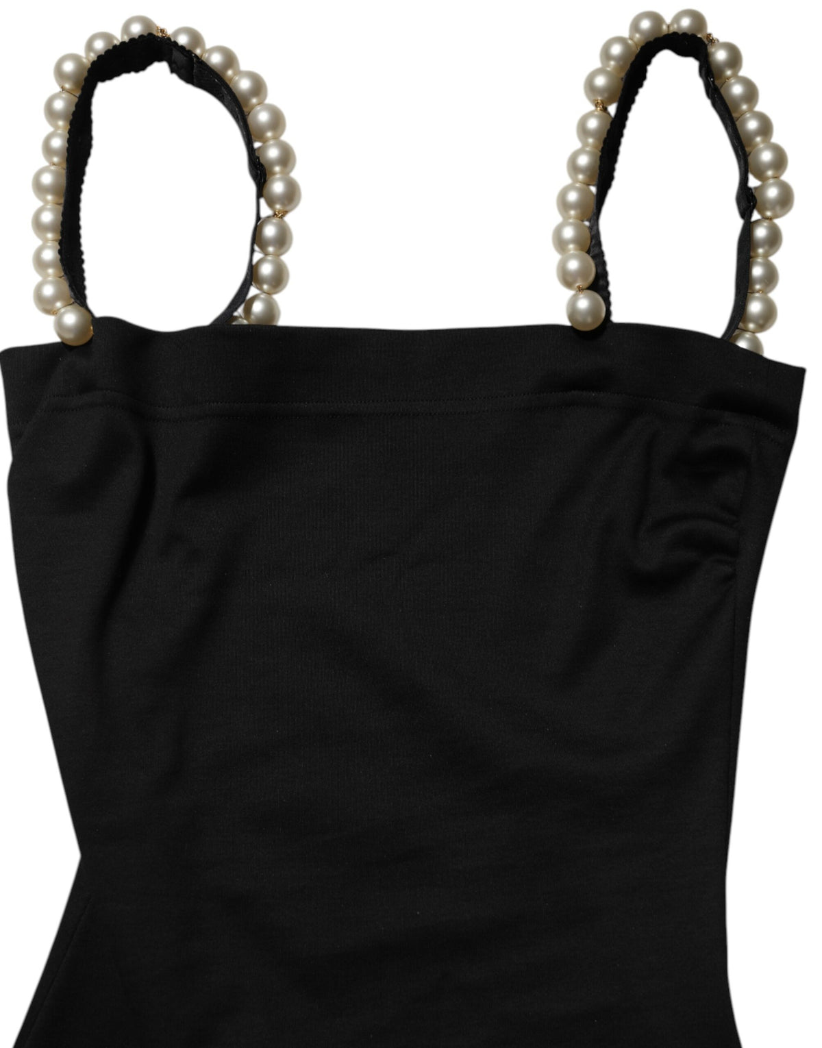 Robe Mini Sans Manches Dolce & Gabbana en Coton Noir avec Perles