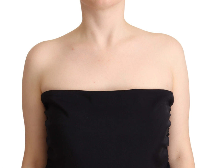 GF Ferre Black Lyocell Strapless Straight Jumpsuit