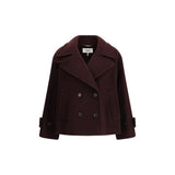 Chloé Bordeaux Oversized Double-Breasted Fleece Wool Coat