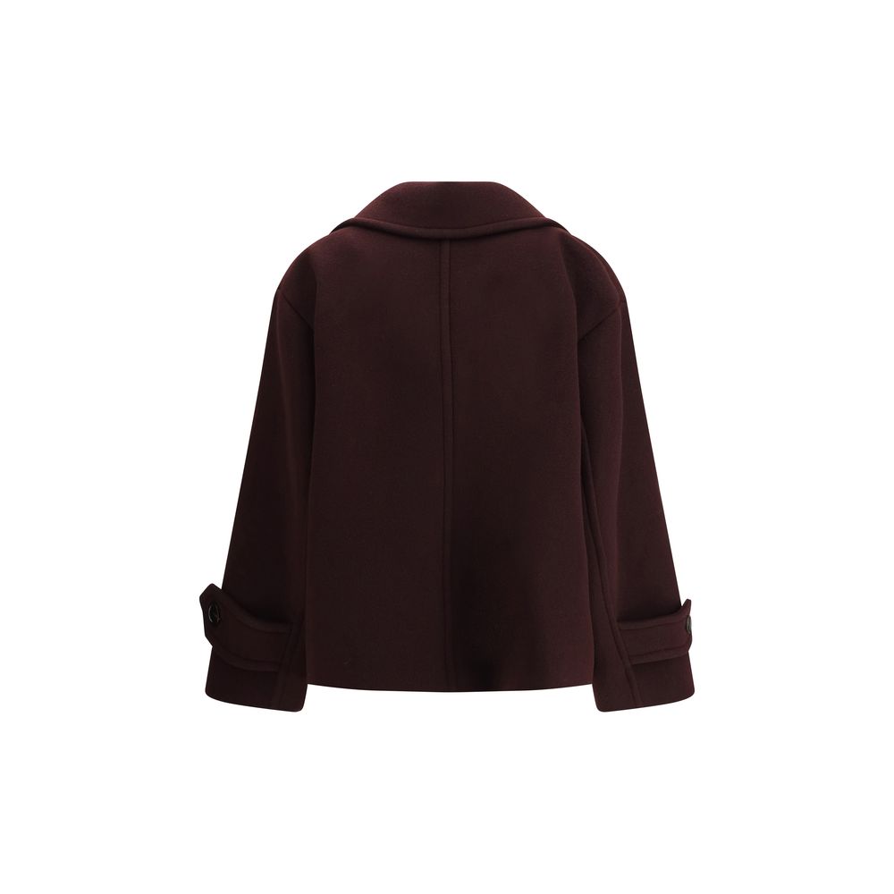 Chloé Bordeaux Oversized Double-Breasted Fleece Wool Coat