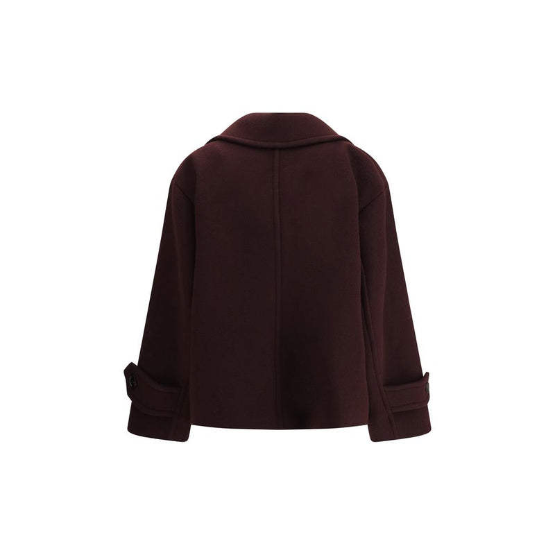 Chloé Bordeaux Oversized Double-Breasted Fleece Wool Coat