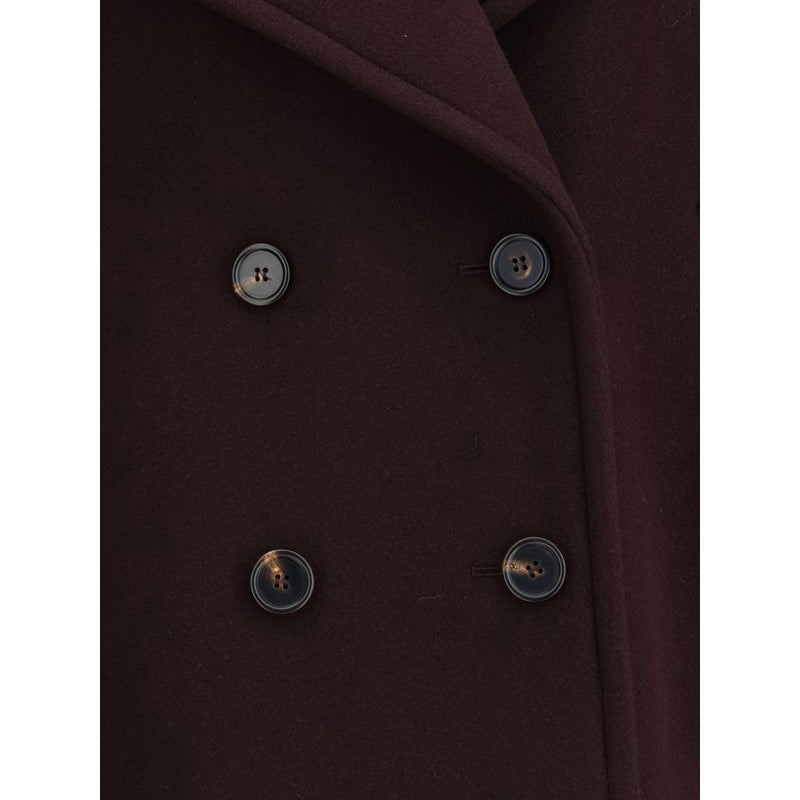 Chloé Bordeaux Oversized Double-Breasted Fleece Wool Coat