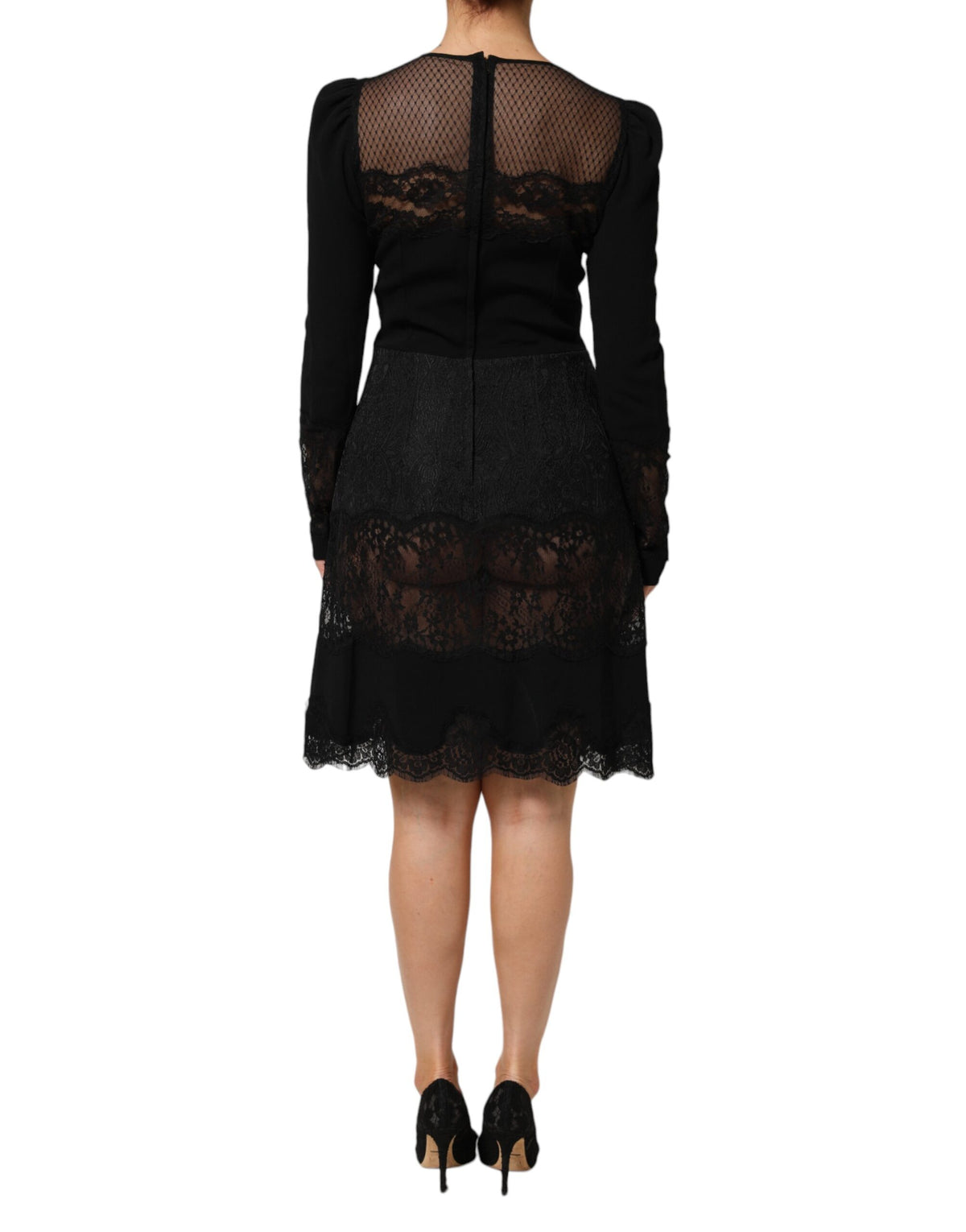 Dolce & Gabbana Robe A-ligne en Dentelle Florale Noire