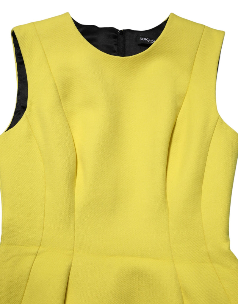 Robe Mini A-Line Sans Manches Jaune Dolce & Gabbana