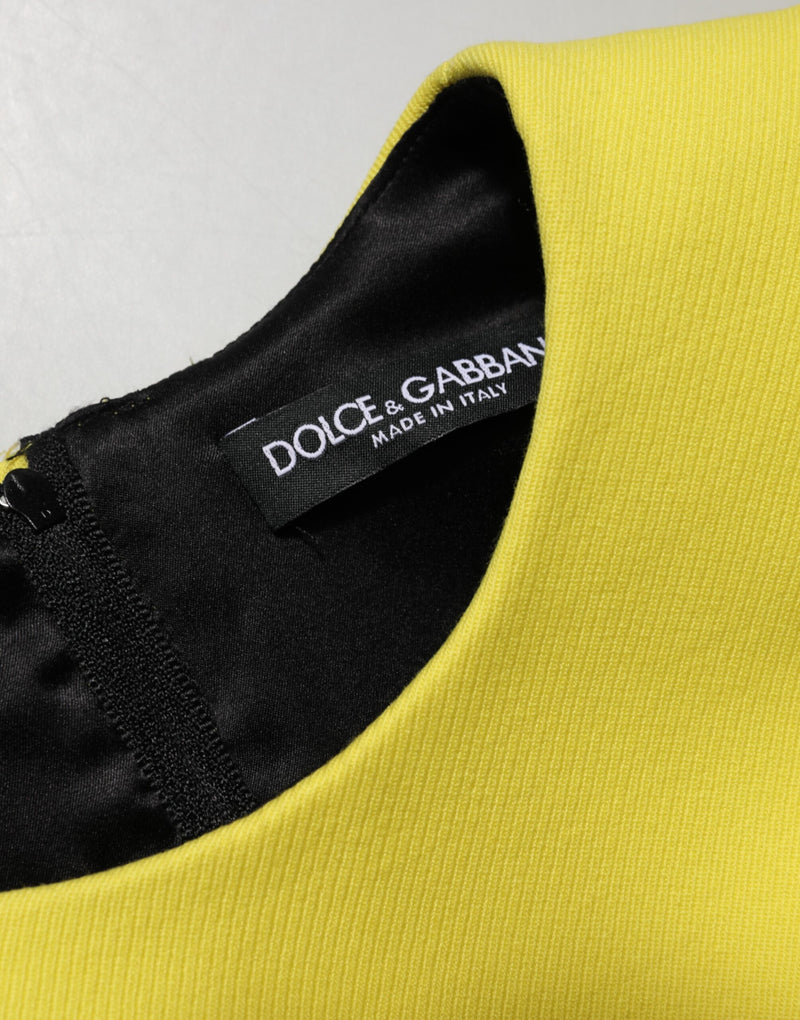 Robe Mini A-Line Sans Manches Jaune Dolce & Gabbana