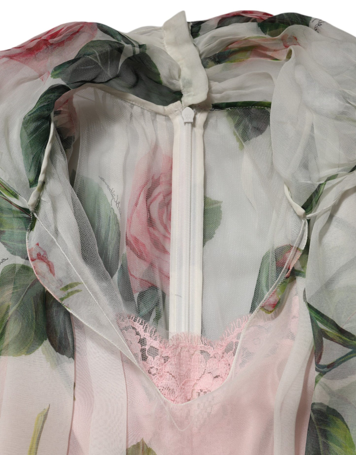 Dolce &amp; Gabbana witte, bloemenprint, plissé midi-jurk van zijde