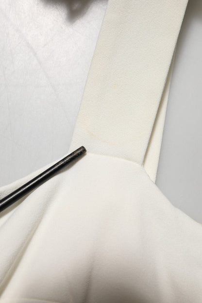 Dolce &amp; Gabbana Witte bloemenkant midi-jurk zonder mouwen