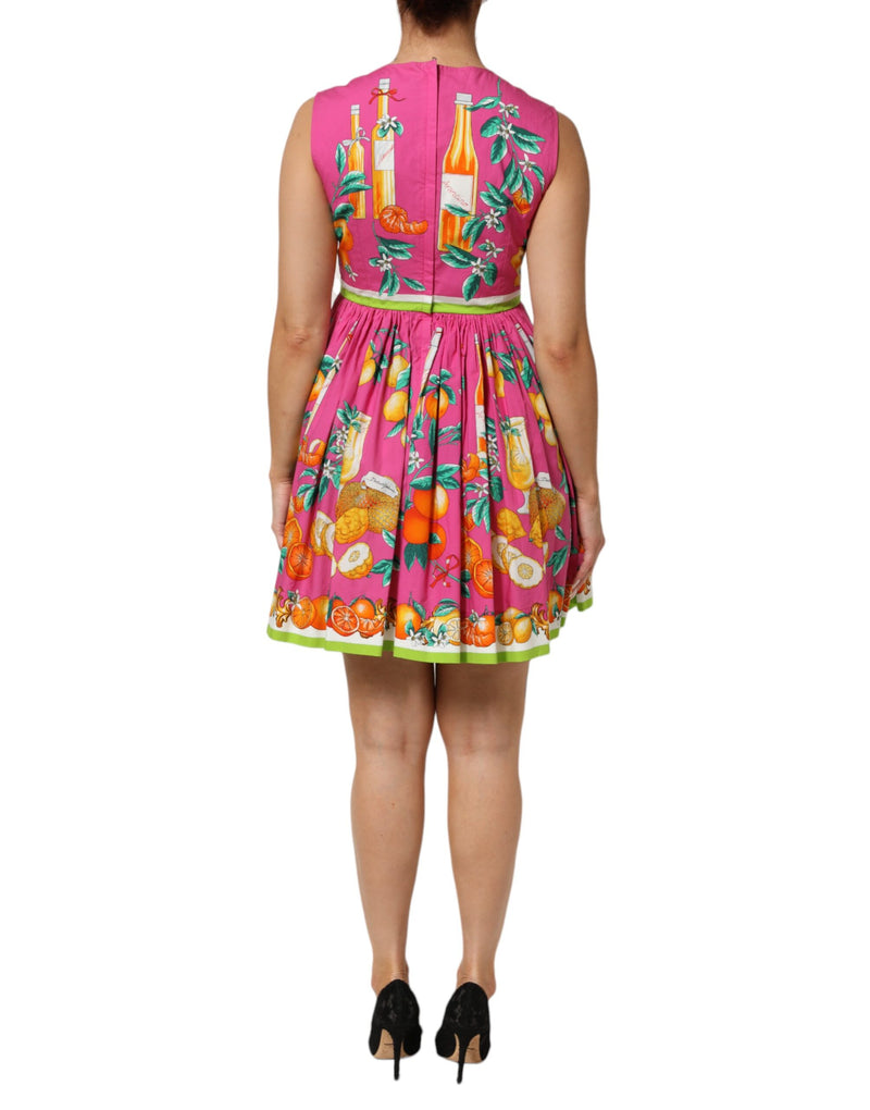 Robe Mini A-ligne Sans Manches Dolce & Gabbana à Imprimé Fruits Roses
