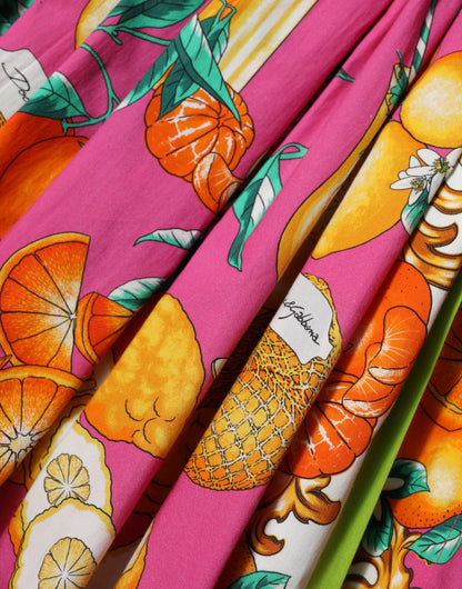 Dolce &amp; Gabbana roze jurk met A-lijn, fruitprint, minilengte en zonder mouwen