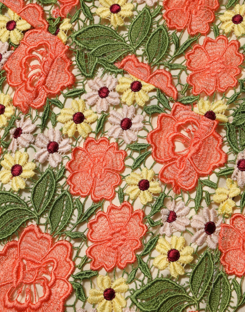 Robe Mini Aline à Broderies Florales Multicolores Dolce & Gabbana