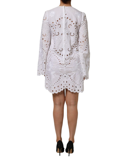 Dolce &amp; Gabbana witte, uitgesneden, A-lijn mini-jurk met aansluitende pasvorm.