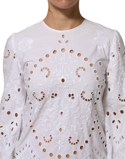 Dolce &amp; Gabbana witte, uitgesneden, A-lijn mini-jurk met aansluitende pasvorm.