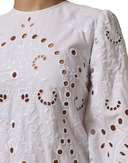 Dolce &amp; Gabbana witte, uitgesneden, A-lijn mini-jurk met aansluitende pasvorm.