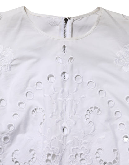 Dolce &amp; Gabbana witte, uitgesneden, A-lijn mini-jurk met aansluitende pasvorm.