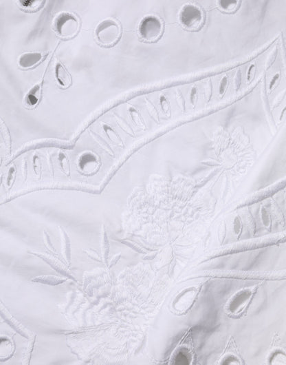 Dolce &amp; Gabbana witte, uitgesneden, A-lijn mini-jurk met aansluitende pasvorm.