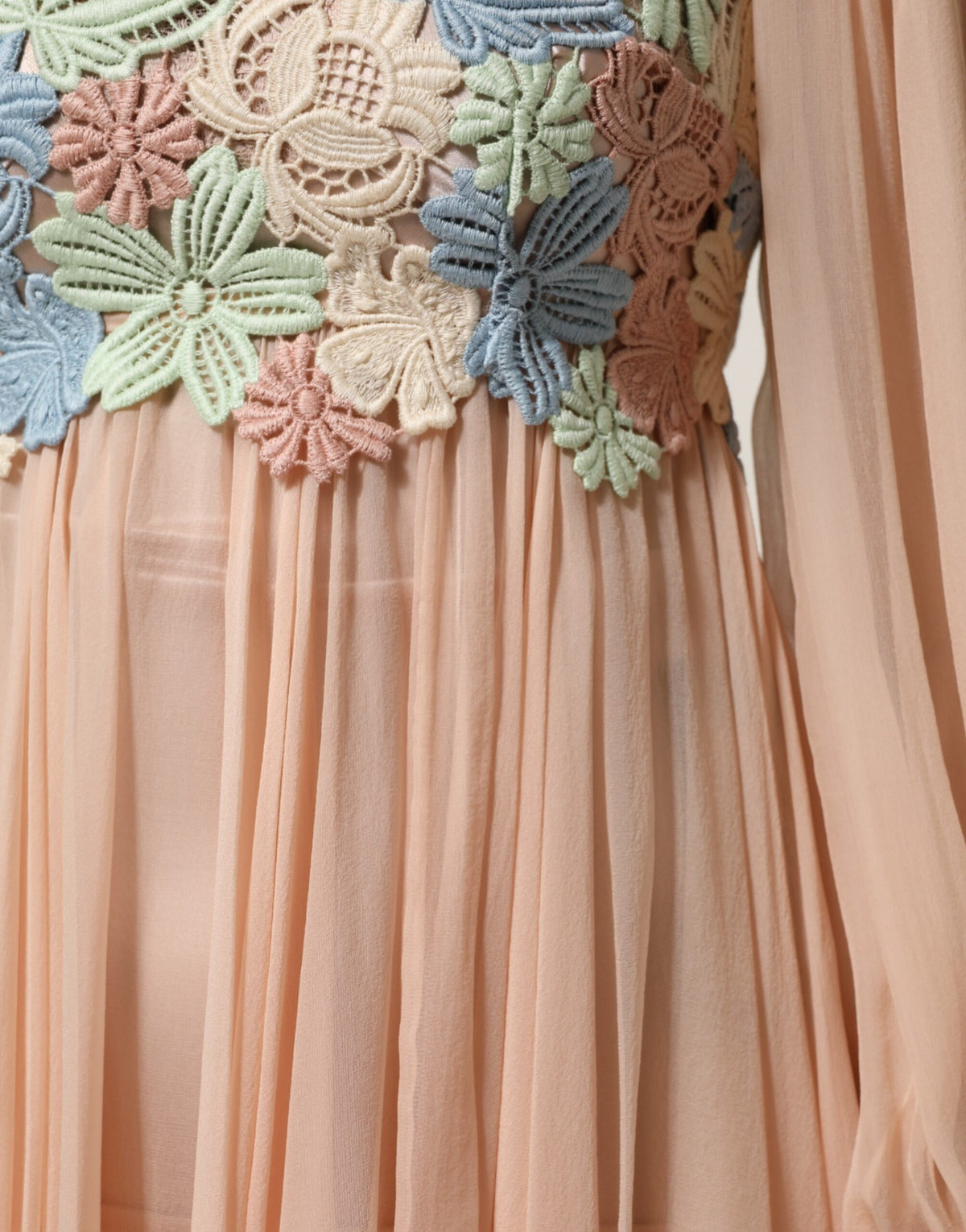 Dolce & Gabbana Robe A-Line Pleated en Broderie Florale Rose