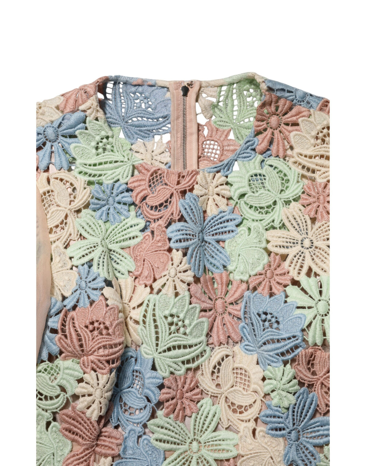 Dolce & Gabbana Robe A-Line Pleated en Broderie Florale Rose