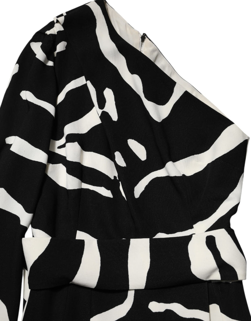 Robe Mini One Épaule Haute Fente Noir et Blanc Dolce & Gabbana