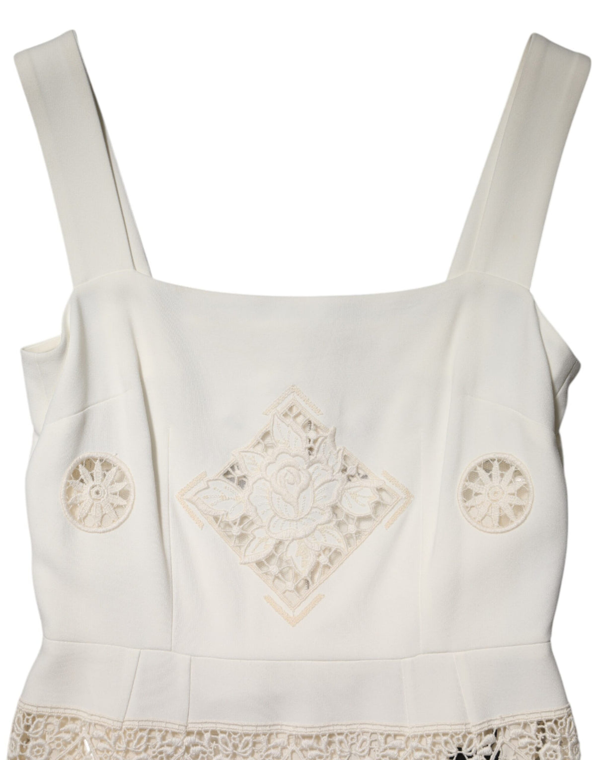 Robe Midi Sans Manches en Dentelle Florale Blanche Dolce & Gabbana