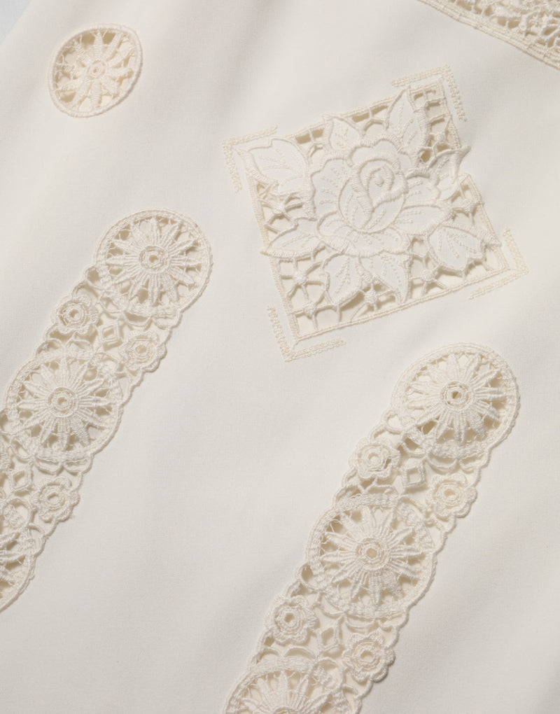 Robe Midi Sans Manches en Dentelle Florale Blanche Dolce & Gabbana