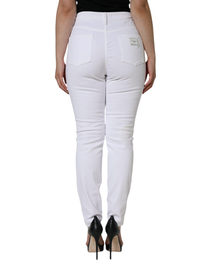 Dolce &amp; Gabbana Witte AUDREY Skinny Denim Jeans van Katoen met Logo