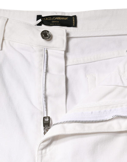 Dolce &amp; Gabbana Witte AUDREY Skinny Denim Jeans van Katoen met Logo