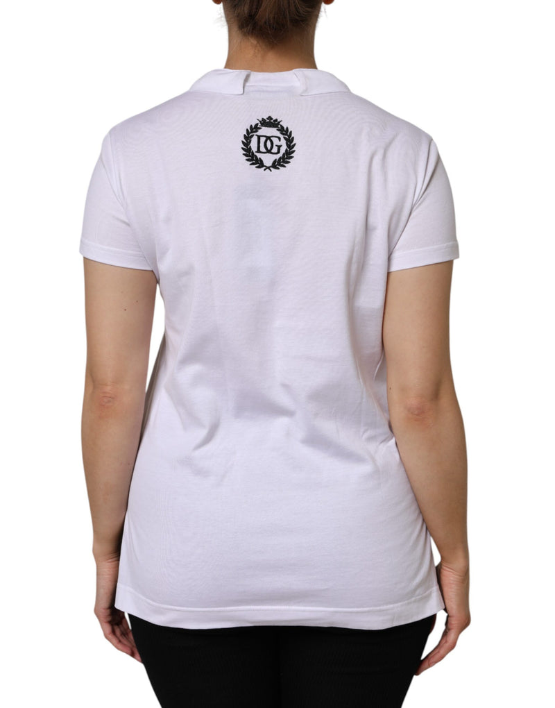 Dolce & Gabbana White Cotton Short Sleeve V-Neck T-Shirt
