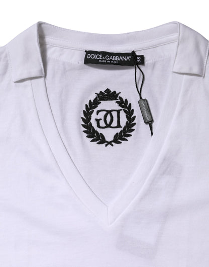 Dolce &amp; Gabbana wit katoenen t-shirt met korte mouwen en V-hals