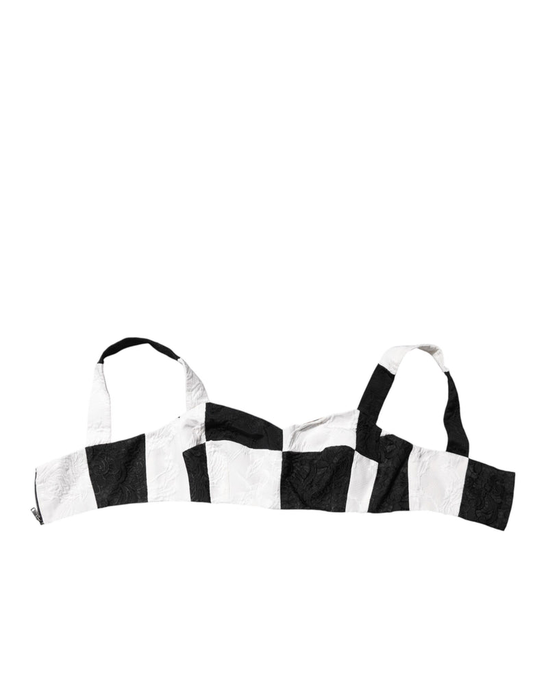 Dolce & Gabbana Black White Cropped Bustier Corset Bra Top