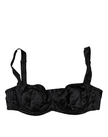 Soutien-gorge balconnet en soie noire à demi-garniture Dolce &amp; Gabbana