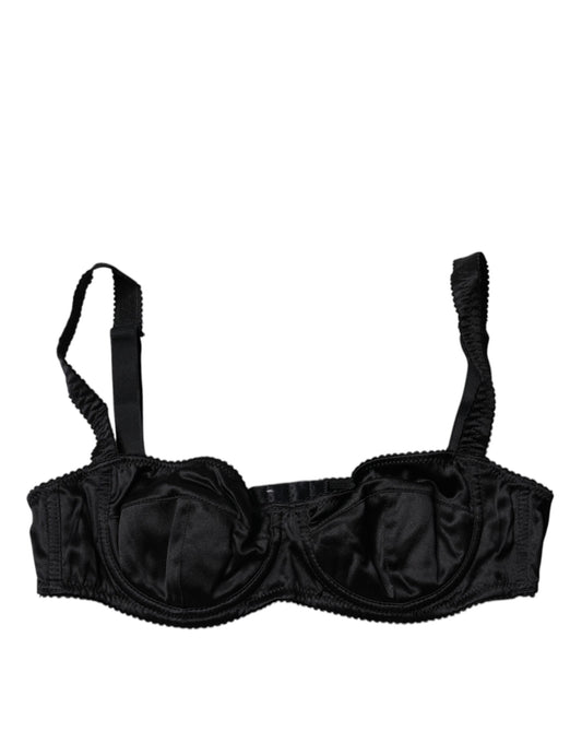 Soutien-gorge balconnet en soie noire à demi-garniture Dolce &amp; Gabbana