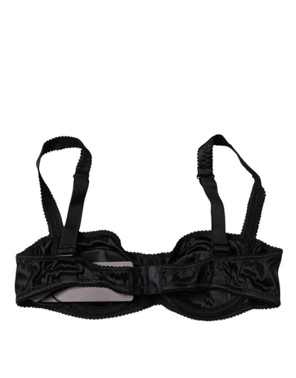 Soutien-gorge balconnet en soie noire à demi-garniture Dolce &amp; Gabbana