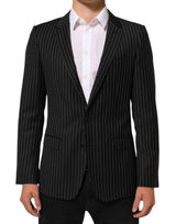 Dolce &amp; Gabbana Blazer de costume rayé noir MARTINI à 1 bouton