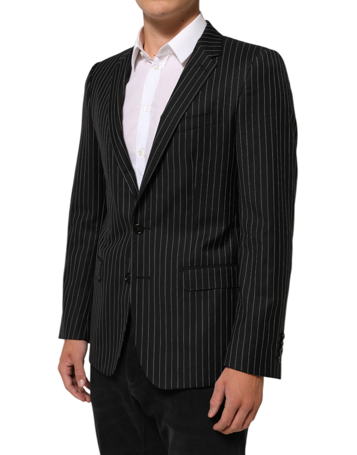 Dolce &amp; Gabbana Blazer de costume rayé noir MARTINI à 1 bouton