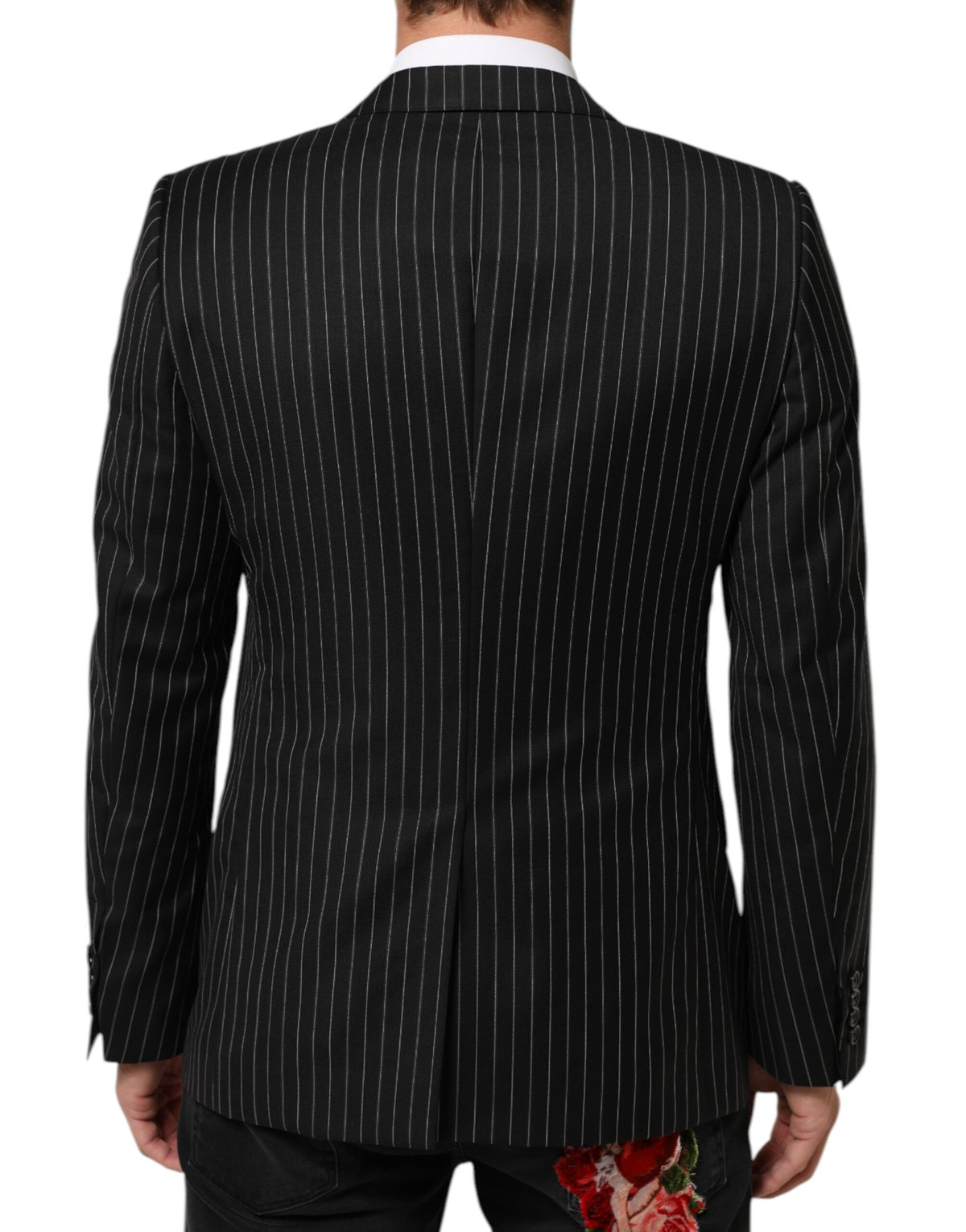 Dolce &amp; Gabbana Blazer de costume rayé noir MARTINI à 1 bouton