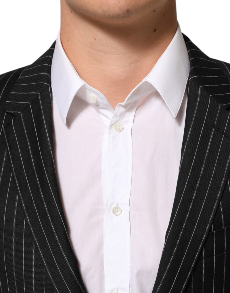 Dolce & Gabbana Black Stripes MARTINI 1 Button Suit Blazer