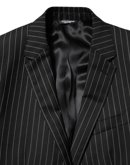 Dolce & Gabbana Black Stripes MARTINI 1 Button Suit Blazer