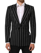 Blazer Dolce &amp; Gabbana rayé noir, modèle SICILIA, à un bouton.