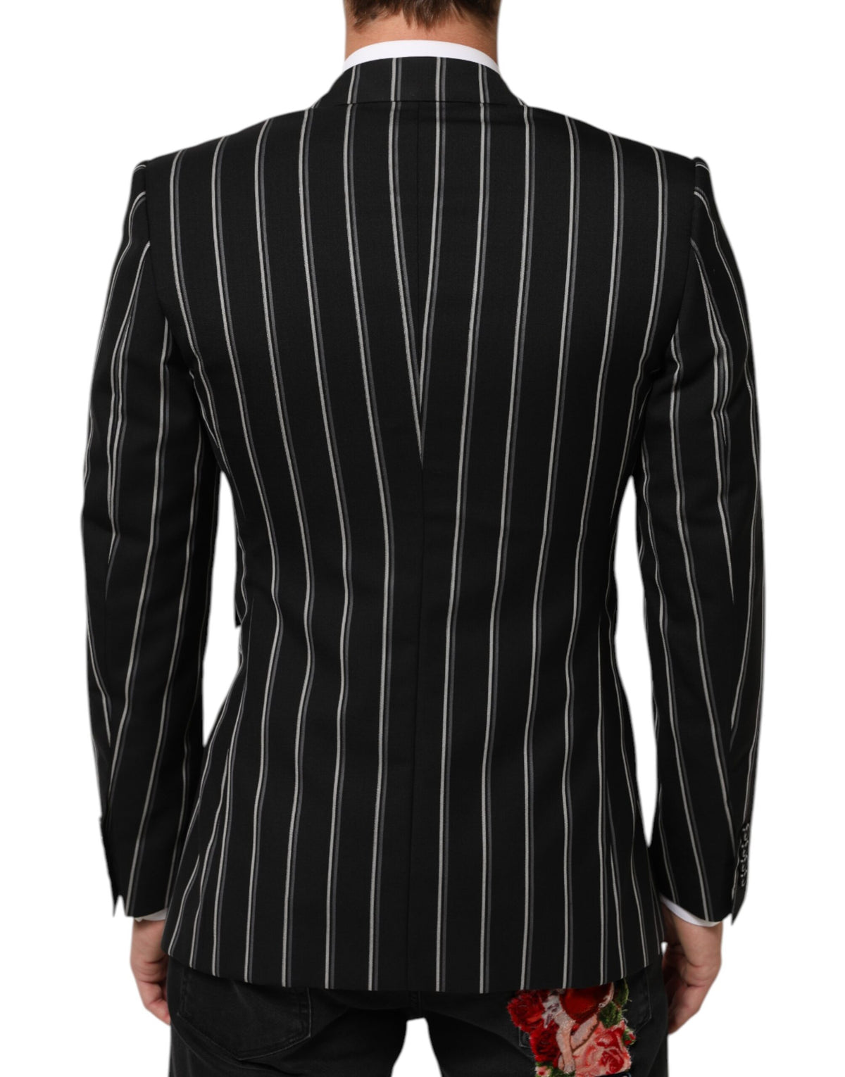 Blazer Dolce &amp; Gabbana rayé noir, modèle SICILIA, à un bouton.