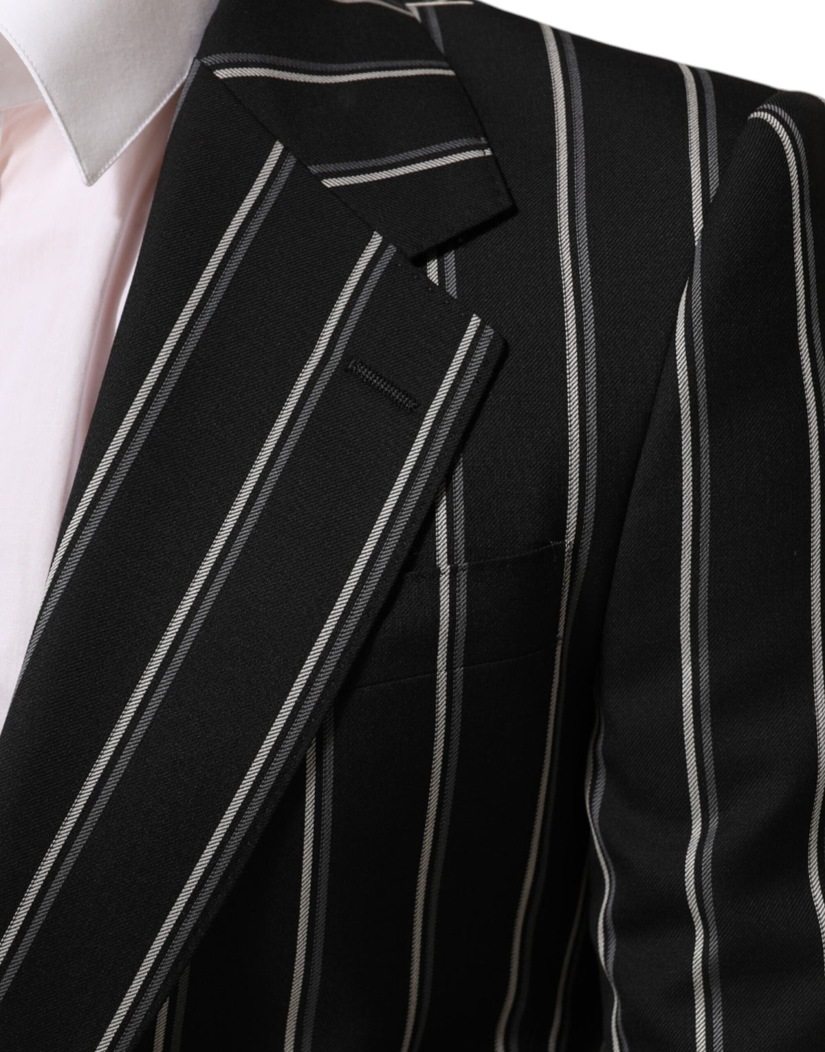 Blazer Dolce &amp; Gabbana rayé noir, modèle SICILIA, à un bouton.