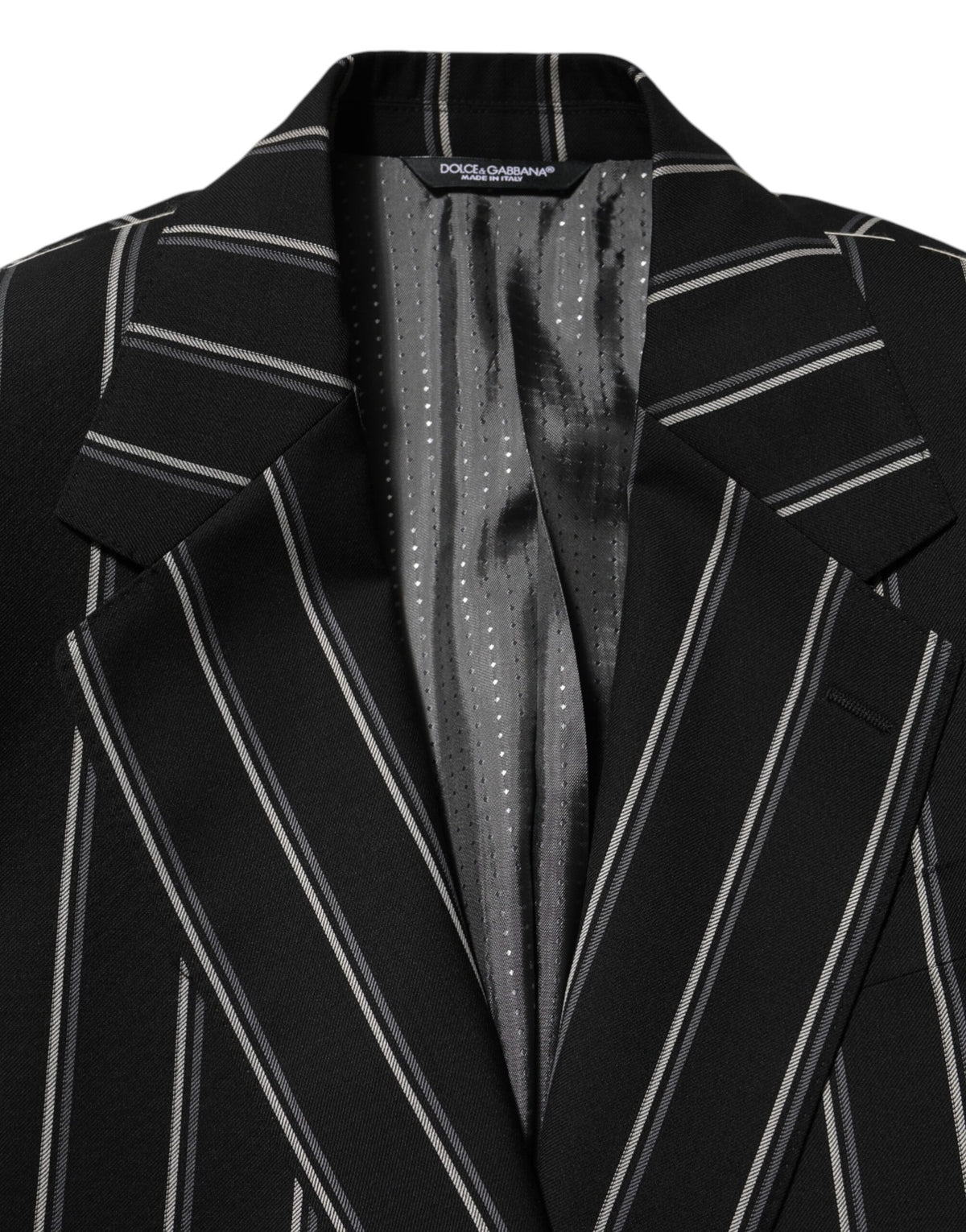 Blazer Dolce &amp; Gabbana rayé noir, modèle SICILIA, à un bouton.